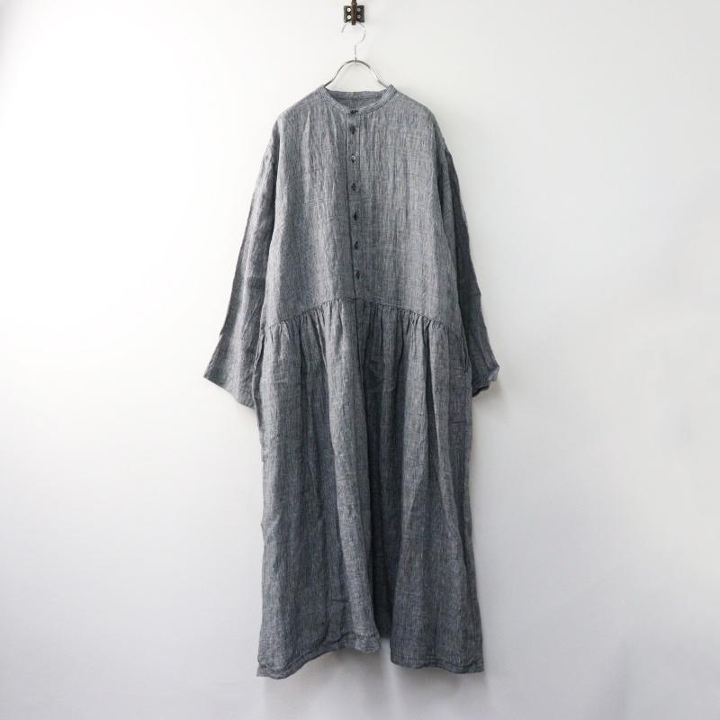 新品タグ付き ネストローブ 麻 スタンドカラー タックシャツ ブラウス