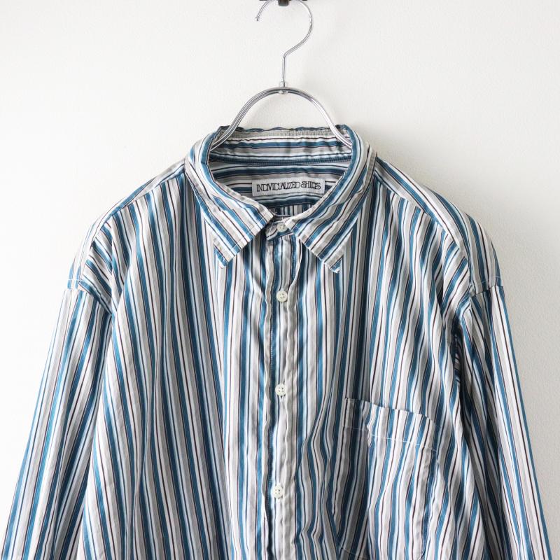 USA製 インディビジュアライズドシャツ INDIVIDUALIZED SHIRTS スタンドカラーストライプチュニック/ブルー系 シャツ 【2400014431483】 INDIVIDUALIZED SHIRTS（インディビジュアライズドシャツ） USA製