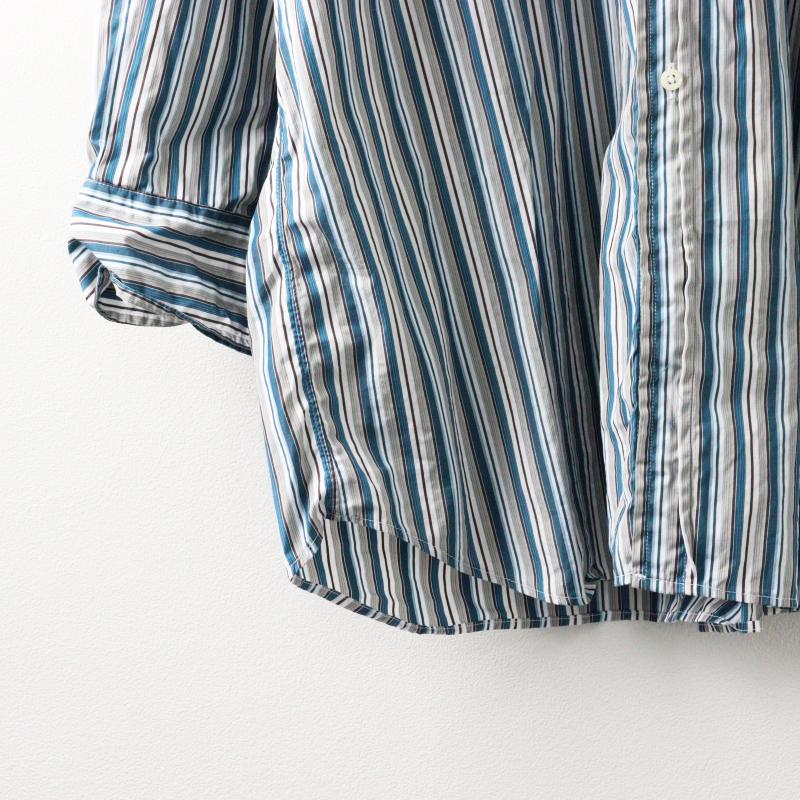 USA製 インディビジュアライズドシャツ INDIVIDUALIZED SHIRTS スタンドカラーストライプチュニック/ブルー系 シャツ 【2400014431483】 INDIVIDUALIZED SHIRTS（インディビジュアライズドシャツ） USA製