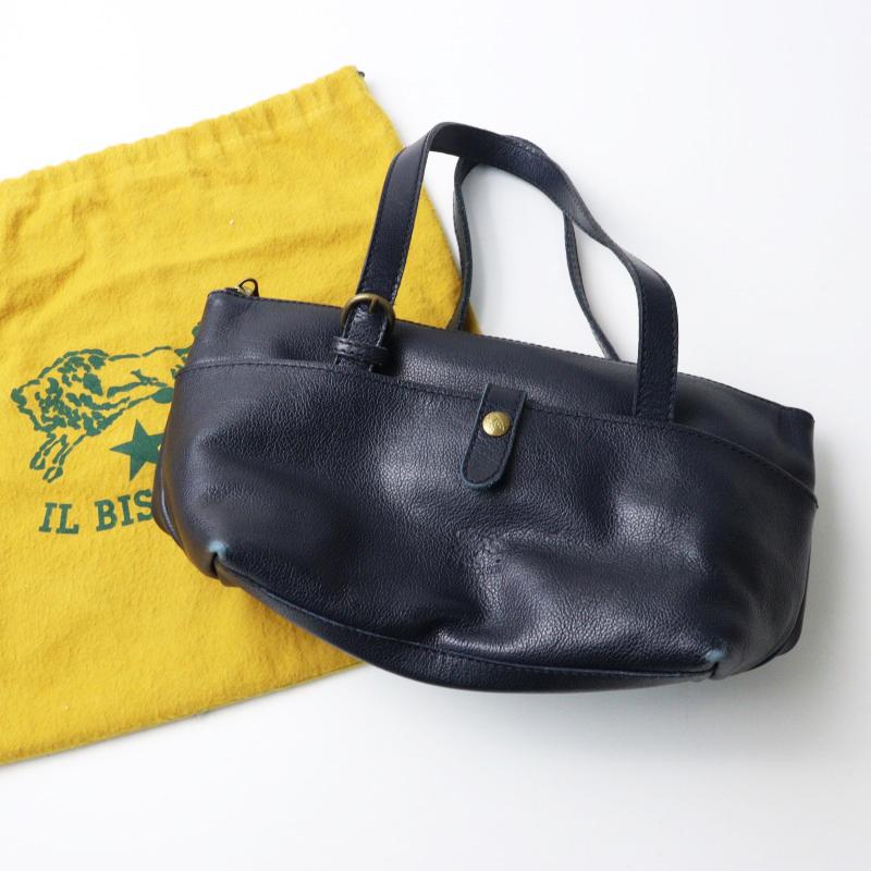 IL BISONTE イルビゾンテ レザー トートバッグ /ネイビー ハンドバッグ 