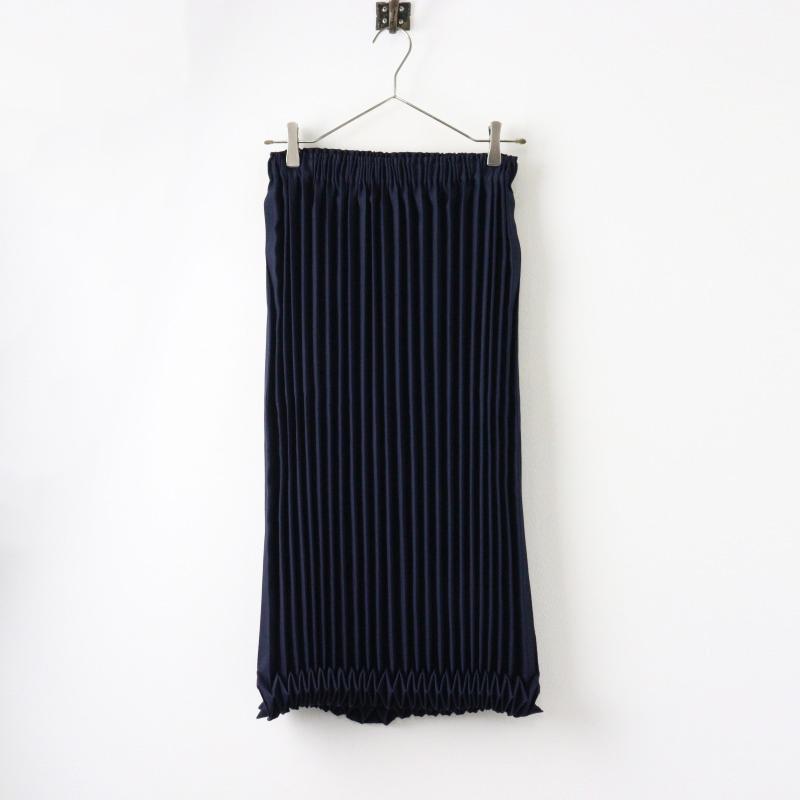 PLEATS PLEASE イッセイミヤケ ネイビー プリーツスカート サイズ2 イッセイミヤケ プリーツロングスカート 青紫系 PLEATS PLEASE ISSEY