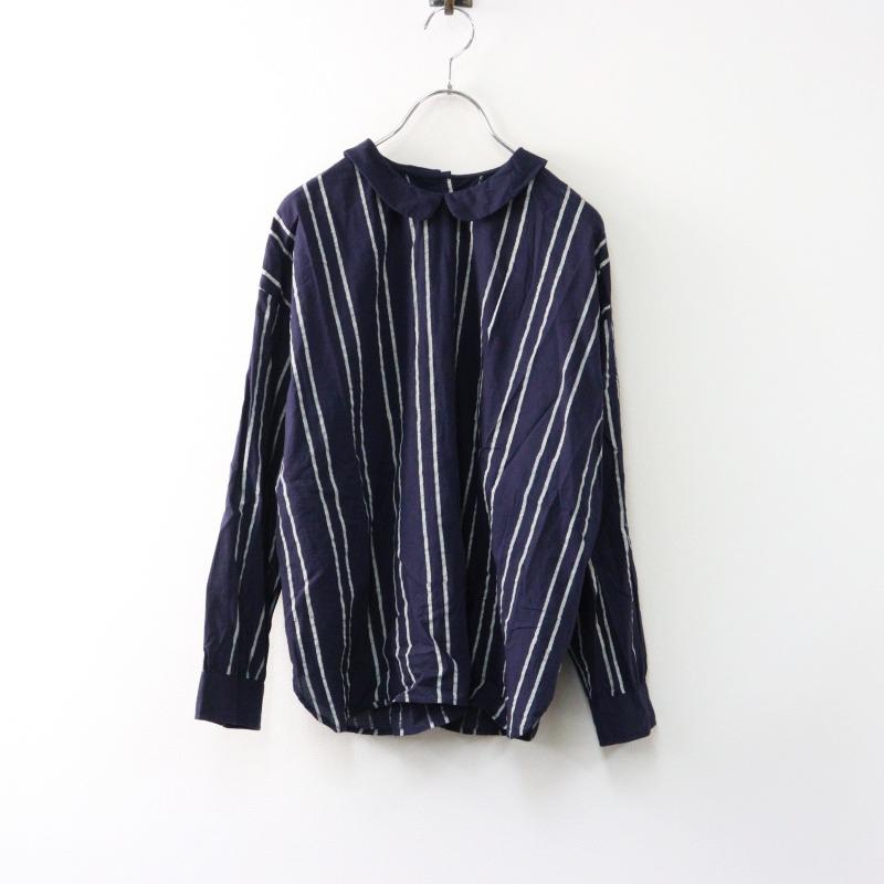 2024AW メゾンドソイル maison de soil  60s  ストライプ プリント バック オープニング ラウンドカラー シャツ 1/【2400014487626】 期間限定価格】2024AW メゾンドソイル maison de soil 60s ストライプ