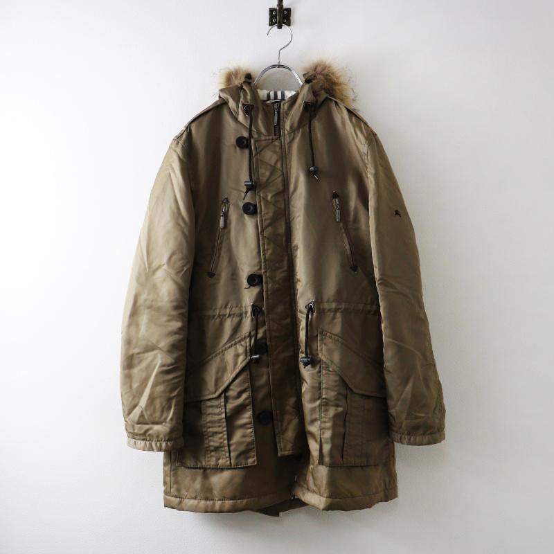 バーバリーブラックレーベル ノバチェック ミリタリーロングジャケット