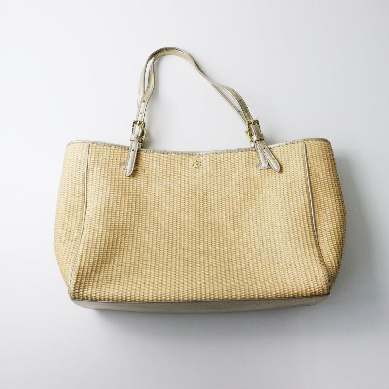 トリーバーチ　ストロートートバック TORY BURCH（トリーバーチ） 美品 ストロー トートバッグ /ナチュラル