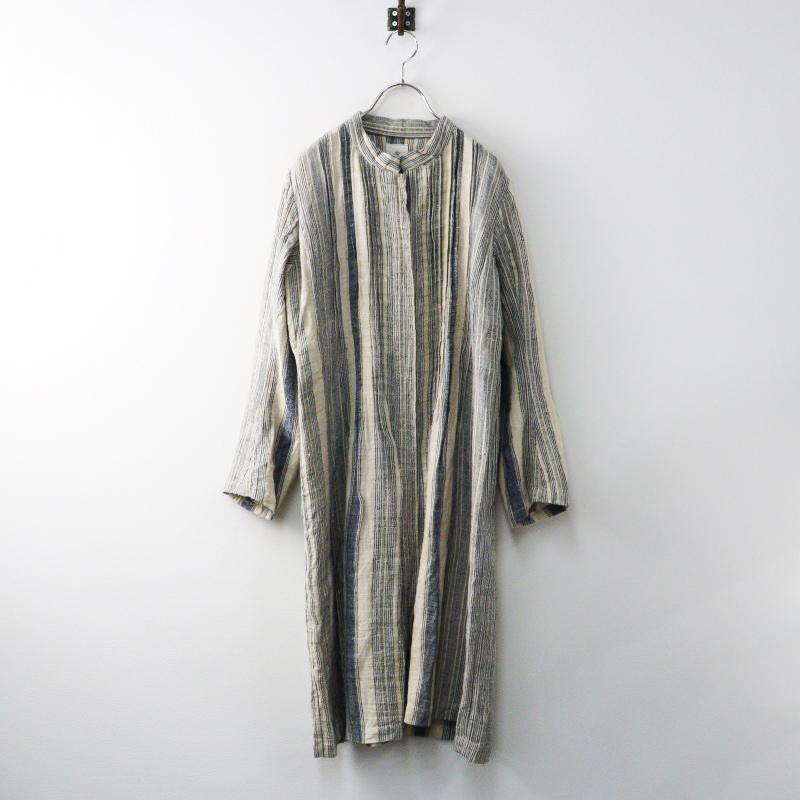 メゾンドソイル maison de soil ヘンプリネン ストライプ織り ロング  