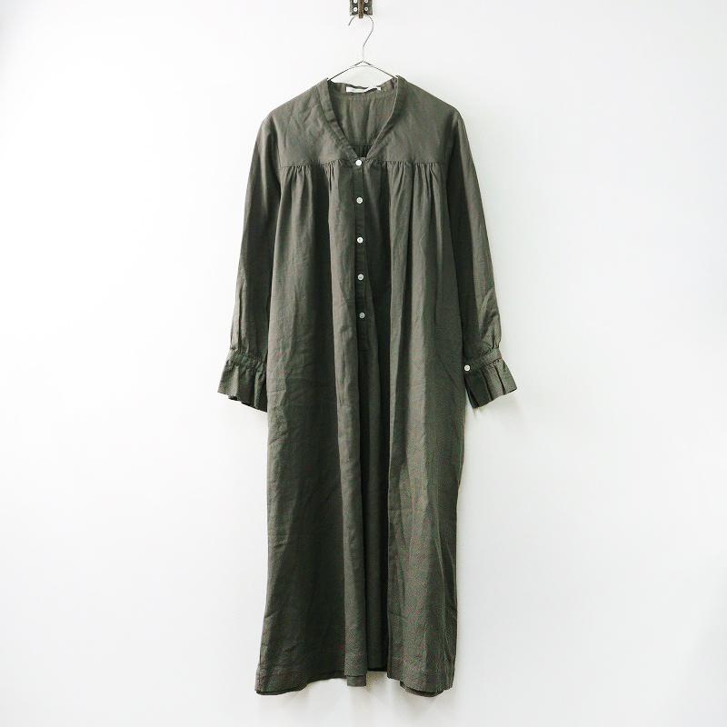 ハグオーワーコットンリネンワンピース 新品タグ付き HUG Ō WäRハグオーワー コットンリネン混ワンピース グレー1 【公式通販】