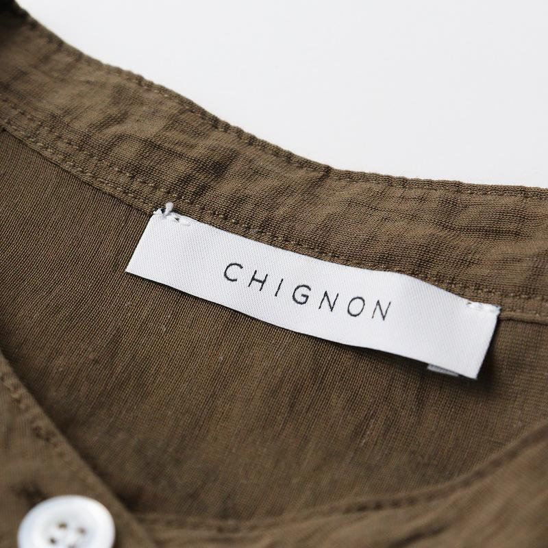 セール】シニヨン CHIGNON 麻混オーバーSH シャツ F｜カーキ系 