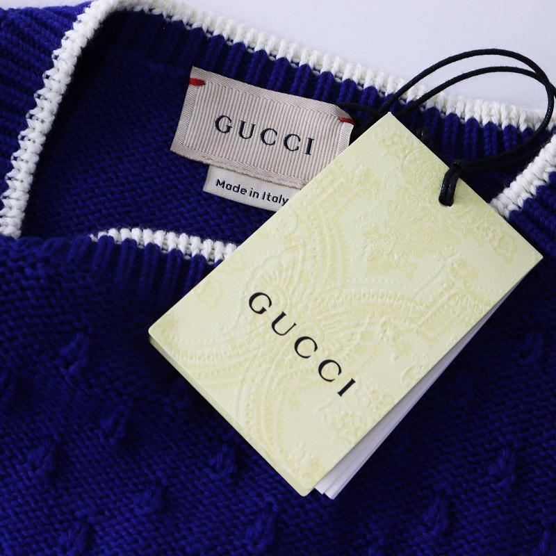 新品 保管品 大人着 可能 グッチ GUCCI チルドレンズ 七分袖 ジャガードニットプルオーバー 12(150cm)ネイビー┃イタリア【2400014606454】 GUCCI（グッチ） 新品 保管品 大人着 可能 チルドレンズ 七分袖