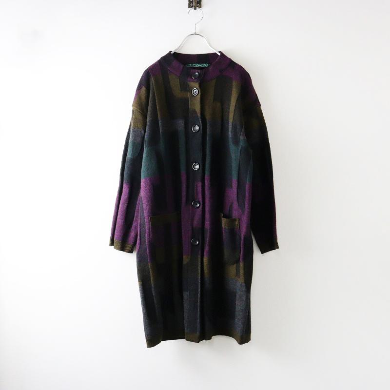 サトウ繊維M＆KYOKOより紫色の刺繍入りコートリバーシブル 極美品 エム