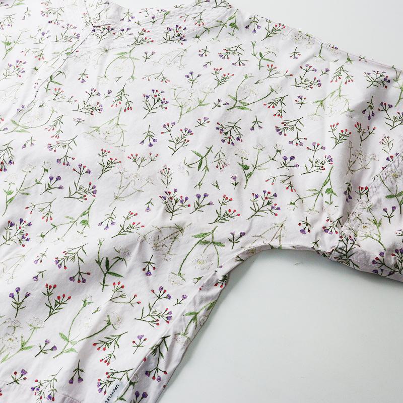 2021SS ネストローブ nest Robe 轟木節子 UpcycleLino flowers ブラウス F＼ピンク リネンコットン フラワー 花柄 コラボ【2400014634778】 2021SS ネストローブ nest Robe 轟木節子 UpcycleLino flowers