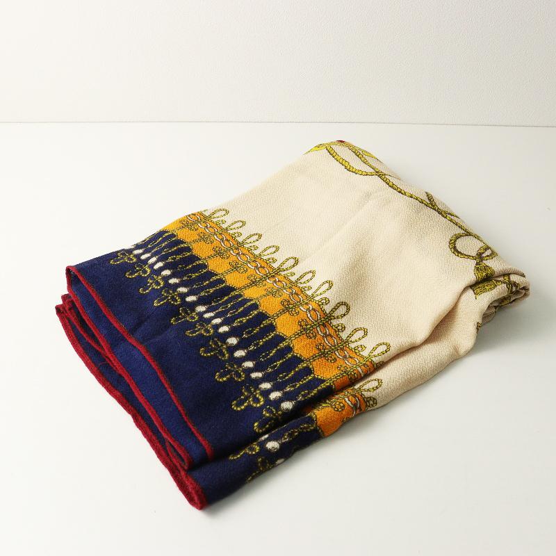 マニプリ manipuri ウールシルク 人気 大判スカーフ 総柄 ネイビー