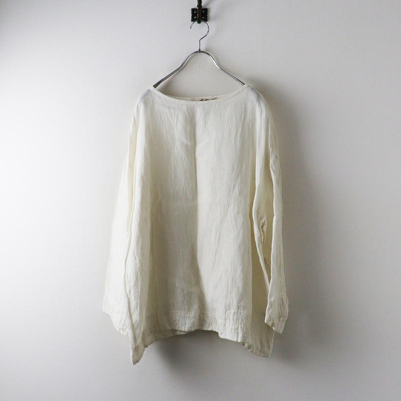 ICHI Antiquite's コットンリネンプルオーバートップス 美品 イチ アンティークス ichi Antiquites リネンボートネックワイド