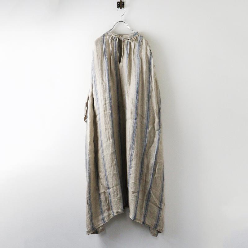 イチアンティークス ICHI Antiquites Linen INDIGO Stripes Dress