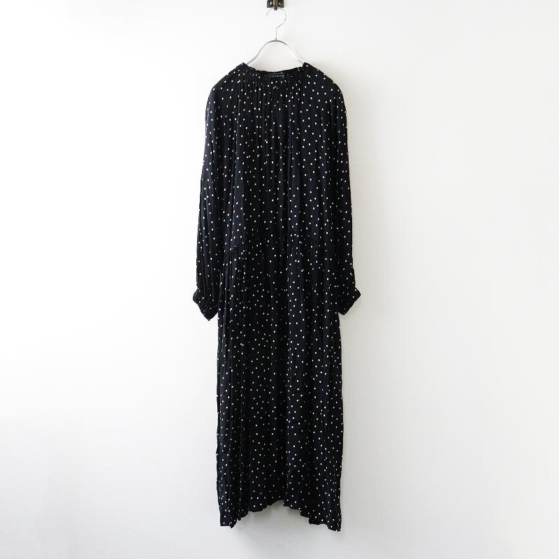 ロングワンピース　ドット（黒×白）kubo san made クボサンメイド kubo san made ドット ワンピース ｜ブラック トップス