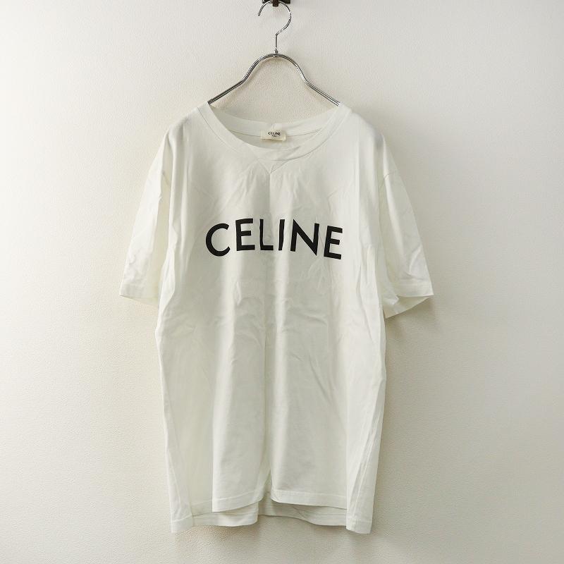 CELINE（セリーヌ） ロゴ クルーネック Tシャツ XL｜オフホワイト 