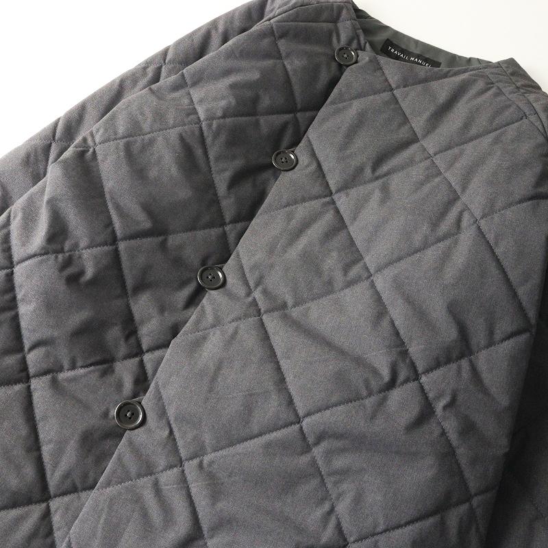 美品 トラバイユマニュアル TRAVAIL MANUEL ノーカラー キルティング