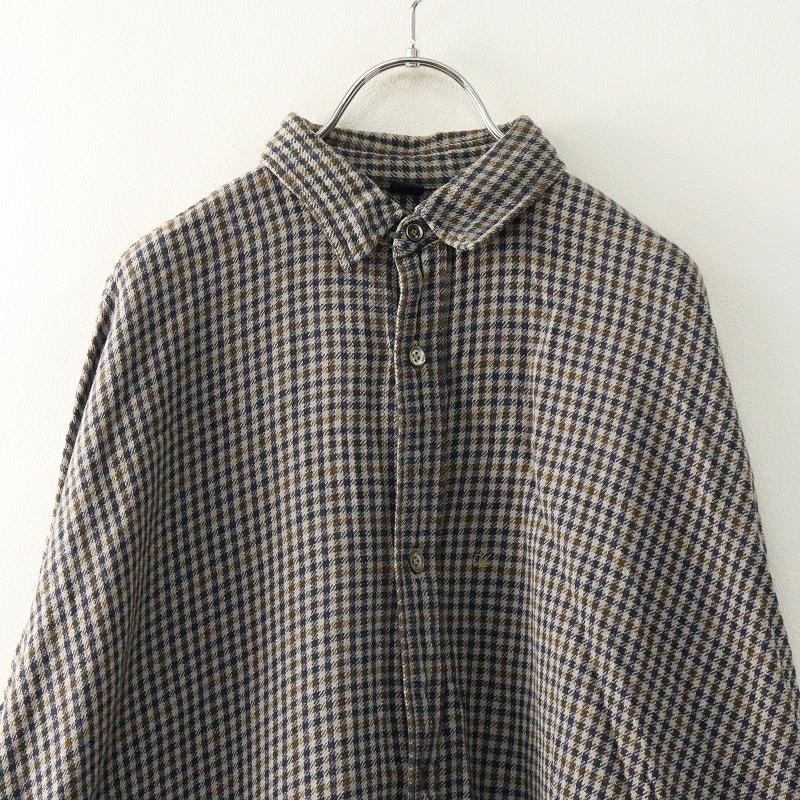 美品♡45R インドネルのビッグシャツドレス シャツワンピース チェック 0 定価4.2万 45R 45rpm フォーティファイブアール インドうすネルの