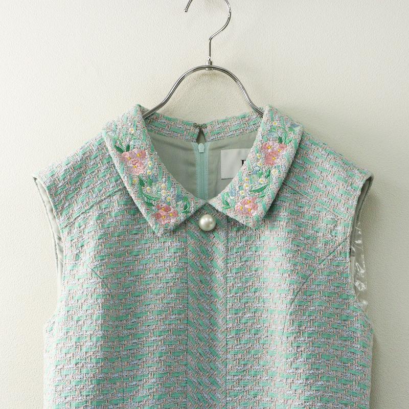 良品 定価154000円 2023年 ルネ Rene 襟フラワー刺繍 ノースリーブ