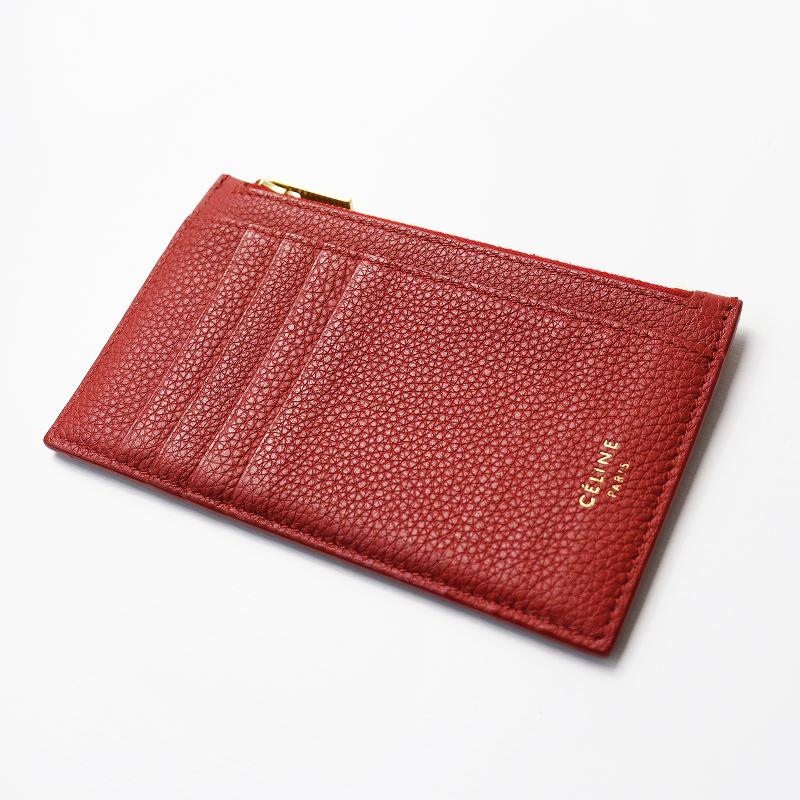セリーヌ　CELINE カードケース　美品 CELINE（セリーヌ） 極美品 ジップ付きカードホルダー＼ボルドー