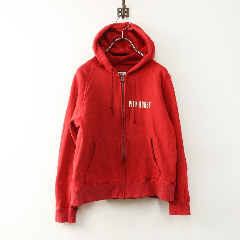 2024AW ピンクハウス PINK HOUSE ウィンターフォレストトリートプリントパーカー M｜レッド トップス ジップアップ【2400014830095】 2024AW ピンクハウス PINK HOUSE ウィンターフォレストトリート