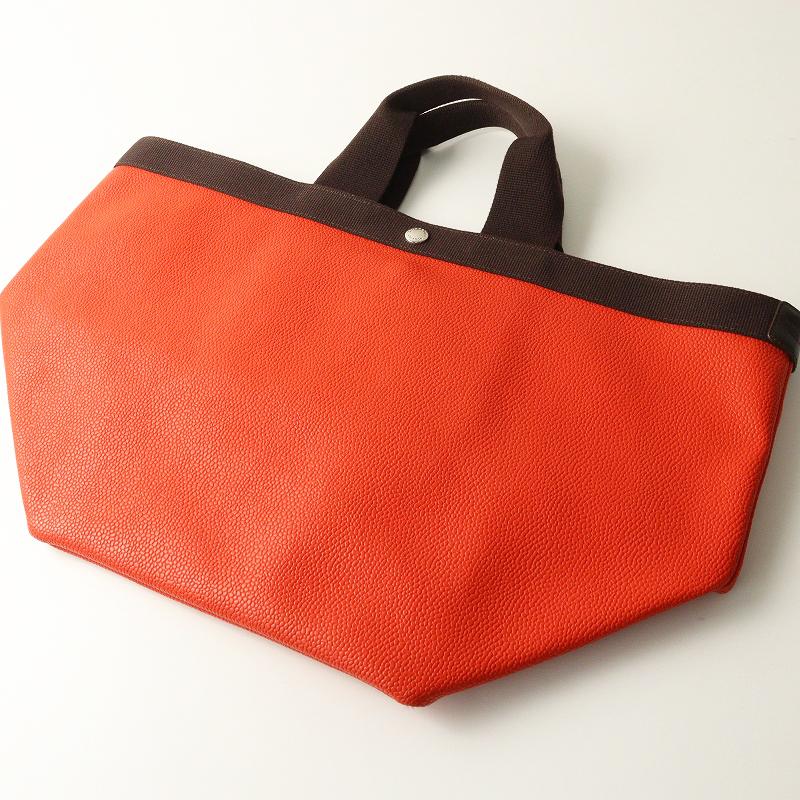 【期間限定価格】最高級ライン エルベシャプリエ Herve Chapelier リュクスライン 705GP 舟型トート バッグ L パプリカ×ブラウン┃//赤【2400014830552】_1