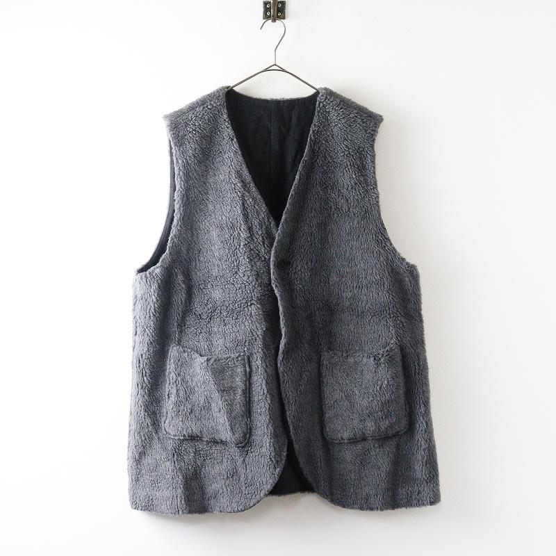2022AW ネストローブ nest Robe ウールボアロングベスト F｜グレー