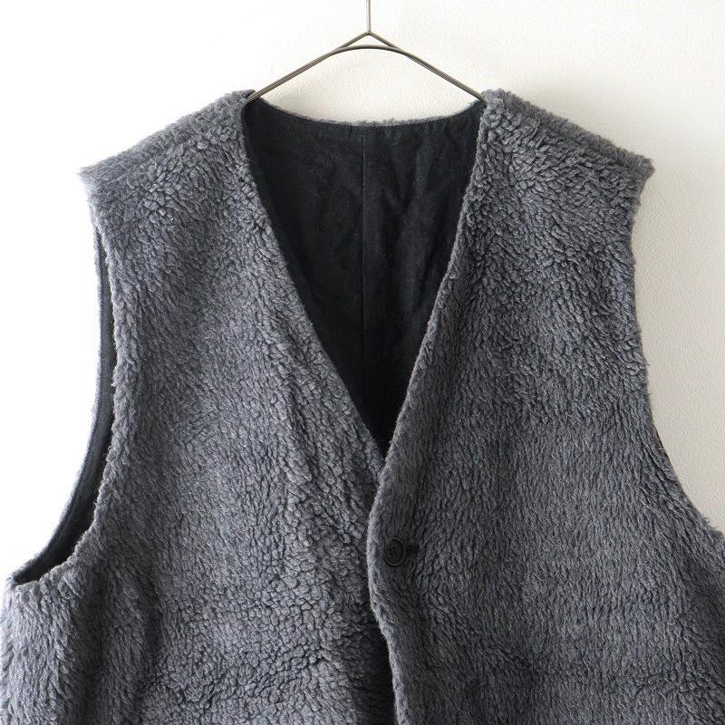 2022AW ネストローブ nest Robe ウールボアロングベスト F｜グレー