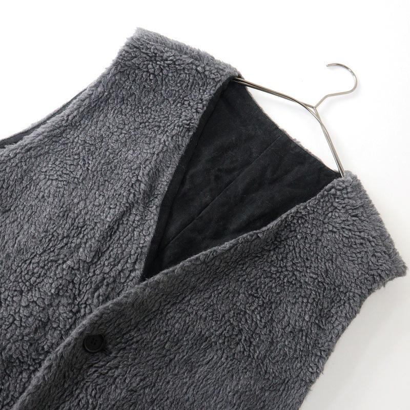 2022AW ネストローブ nest Robe ウールボアロングベスト F｜グレー 