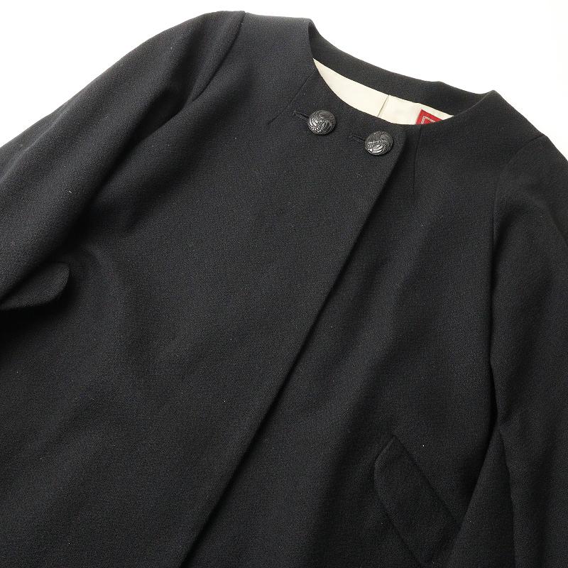 美品 リゼッタ Lisette ウールシルク ダブルボタン ロング ノーカラー