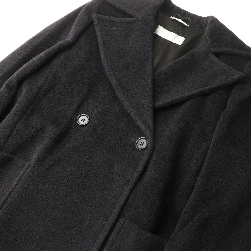 【ぱるっぽ】MaxMara Pコート ヴァージンウール 黒 大きいサイズ Max Mara（マックスマーラ） ヴァージンウールベルテッドPコート 36