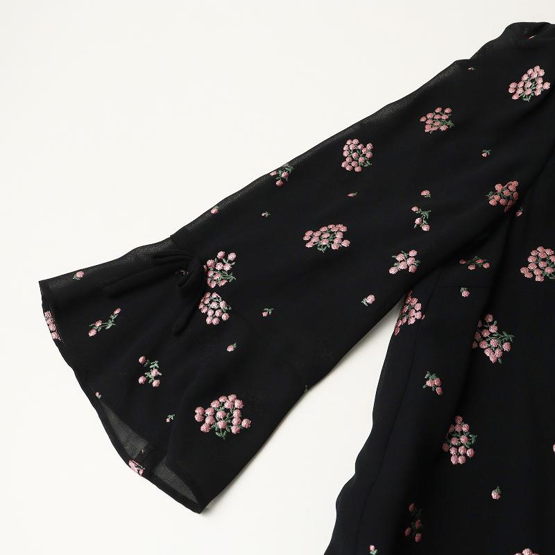 エムズグレイシー M'S GRACY フラワー刺繍ワンピース 38＼ブラック
