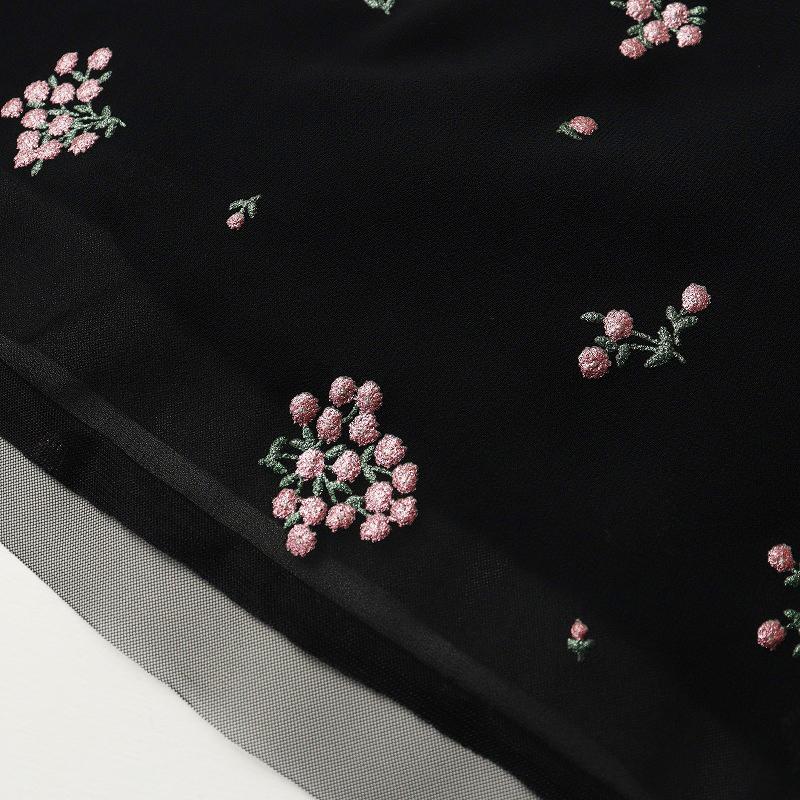 エムズグレイシー M'S GRACY フラワー刺繍ワンピース 38＼ブラック