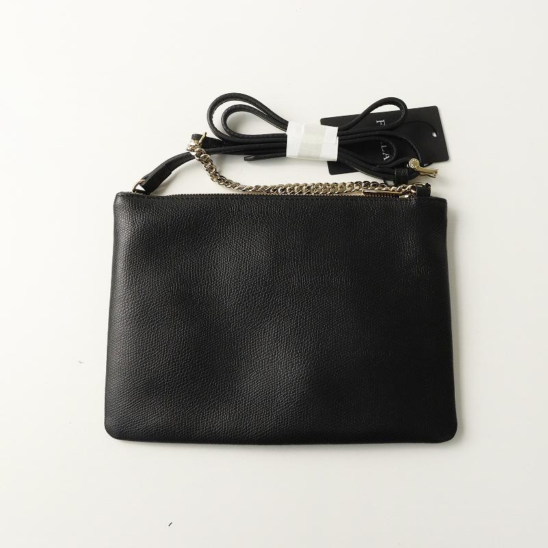 FURLA（フルラ） 未使用 レザーミニショルダーバッグ＼ブラック クロス 