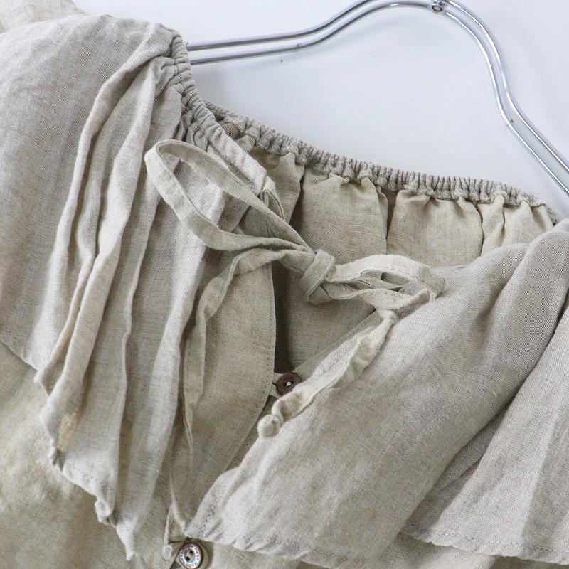 2023AW ネストローブ nest Robe ブラックリネンラッフルブラウス F 