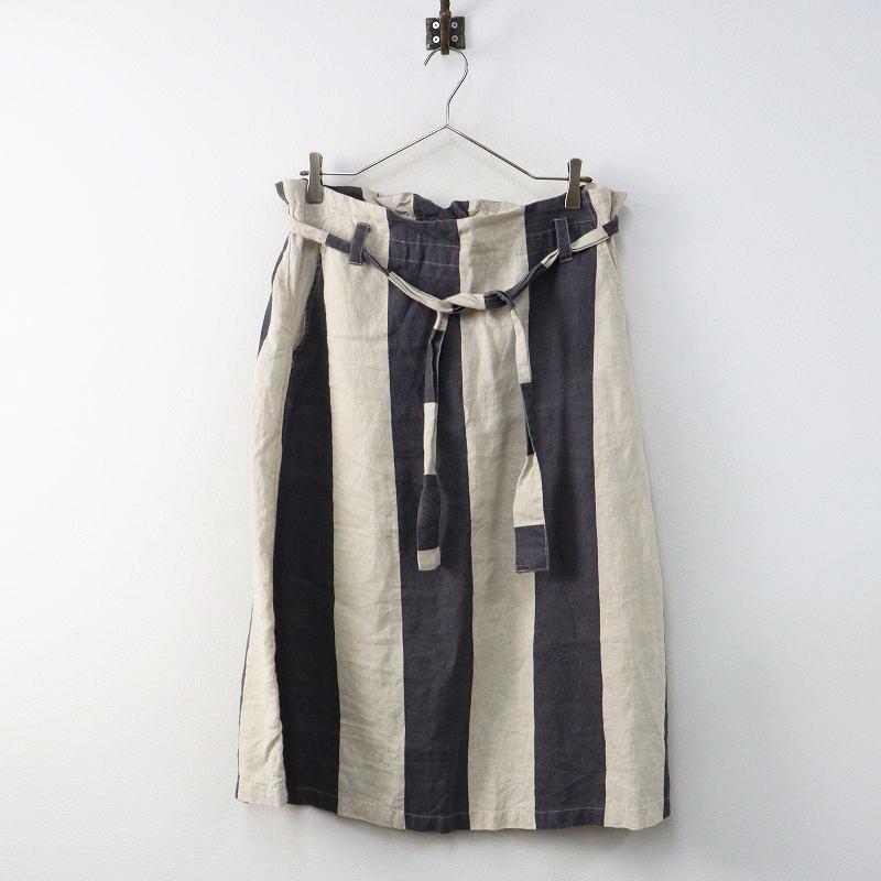 ichi Antiquites︎♥︎リネンドビーストライプスカート イチアンティークス ICHI Antiquites リネン ストライプスカート