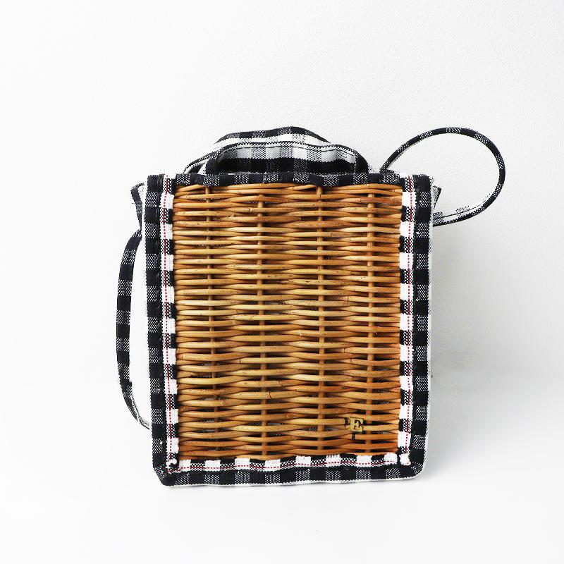 美品 定価46200円 エバゴス ebagos ギンガム かご袋ショルダー カゴ 