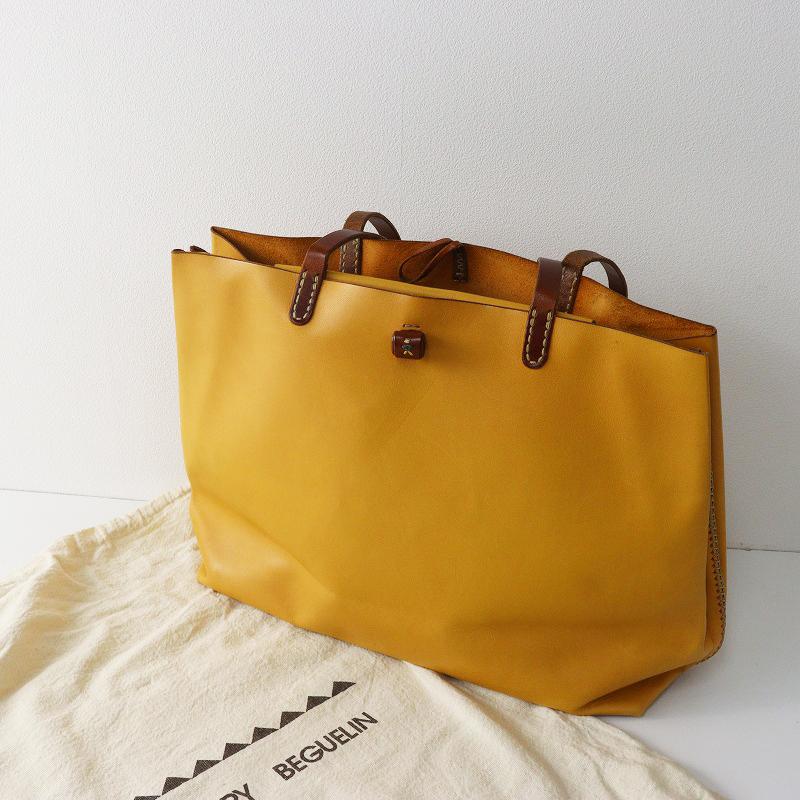 美品 エンリーベグリン オミノ刺繍 グレインレザートートバッグ A4可 e31 エンリーベグリン HENRY BEGUELIN オミノ刺繍 レザートートバッグ