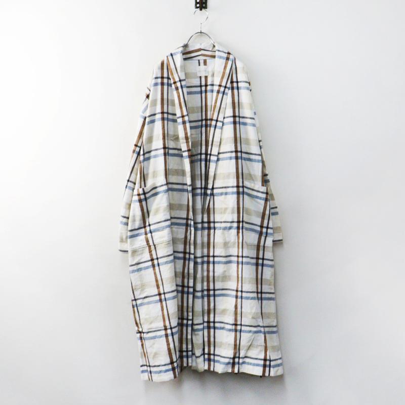 TOUJOURS（トゥジュー） TOUJOURS Showl Collar Gown Coat チェック 