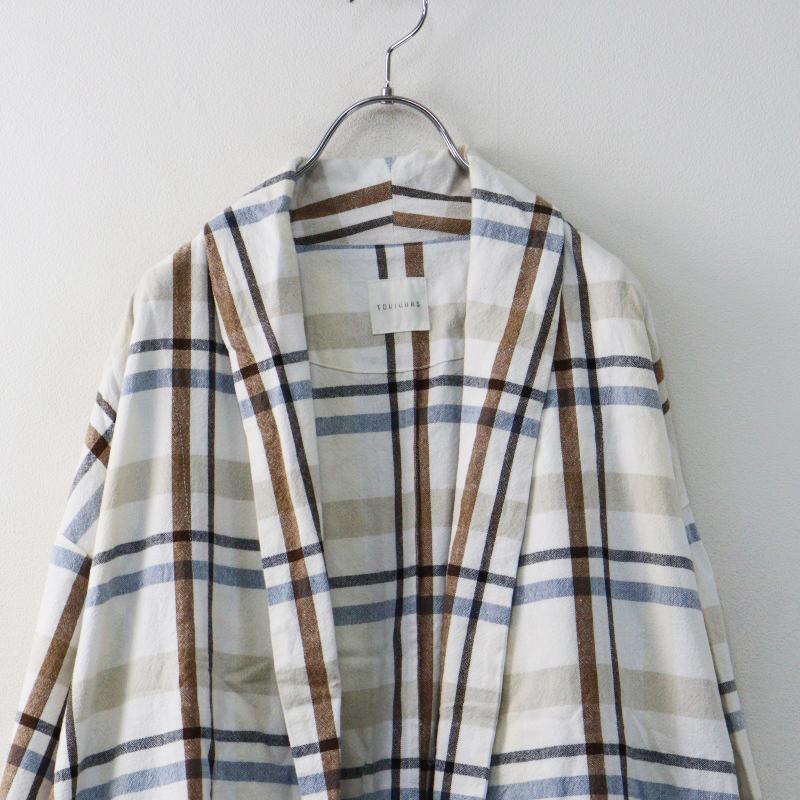 TOUJOURS（トゥジュー） TOUJOURS Showl Collar Gown Coat チェック 