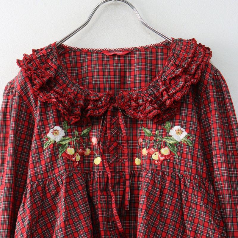 定価30800円 2024AW ピンクハウス PINK HOUSE 野ばらとチェリー刺繍 