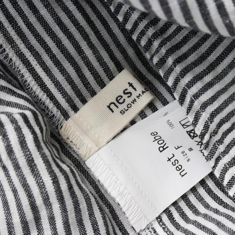 2025SS ネストローブ nest Robe リネンストライプシャツワンピース F 
