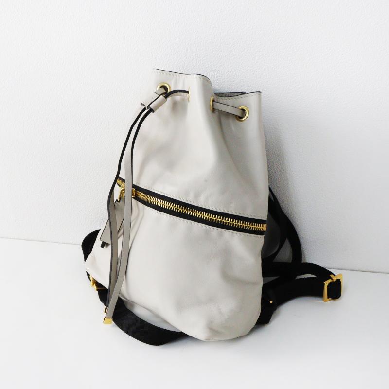 MARNI（マルニ） レザー巾着バッグ＼ライトベージュ ブラック バイ 