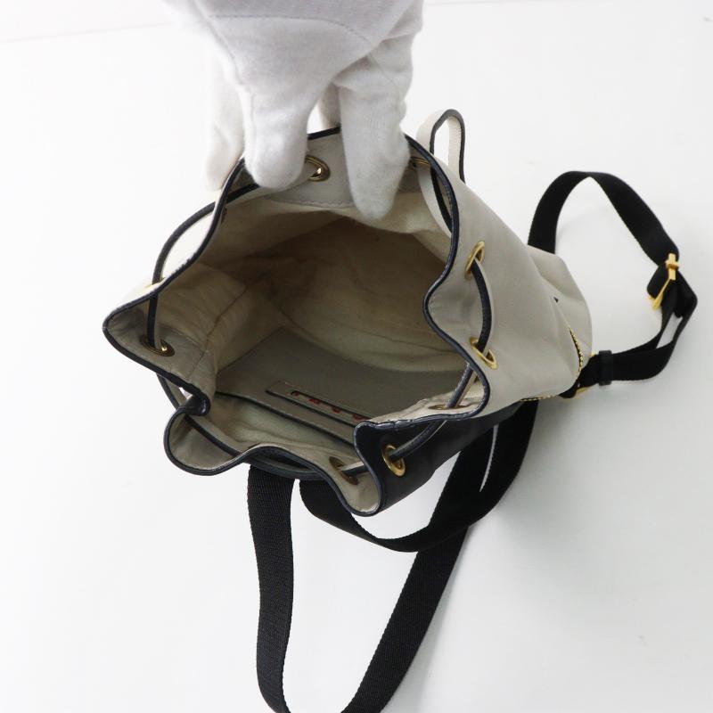 MARNI（マルニ） レザー巾着バッグ＼ライトベージュ ブラック バイ 