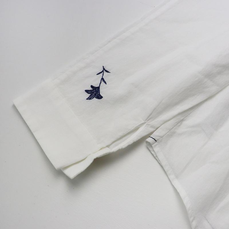 Pal'las Palace パラスパレス 長袖ワンピース 花柄 リネン Pal'las Palace（パラスパレス） コットンシャツ 花 刺繍 3 ホワイト