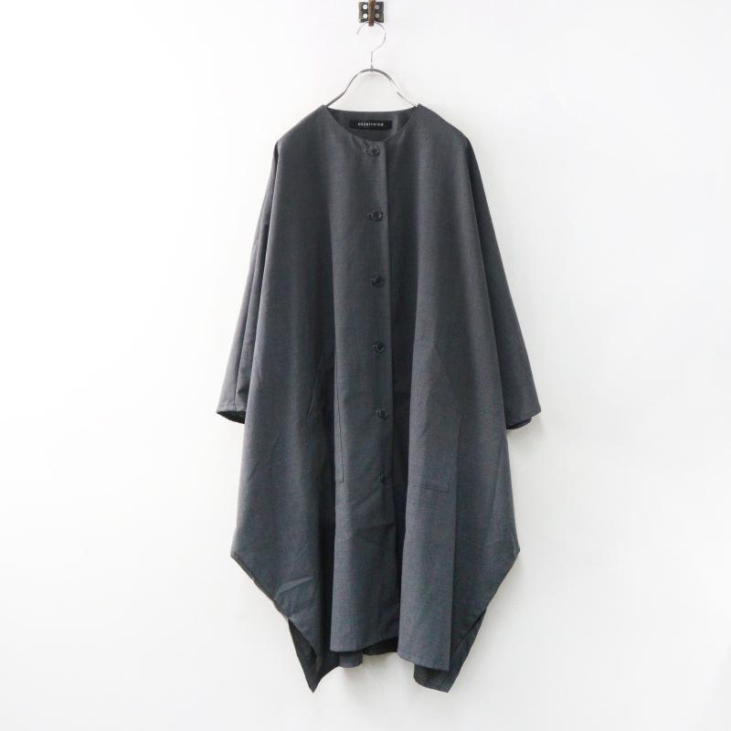 【ミズイロインド】定価22,000円　エコファージレ（チャコールグレー） ミズイロインド mizuiro ind フレンチスリーブ ノーカラー シャツ