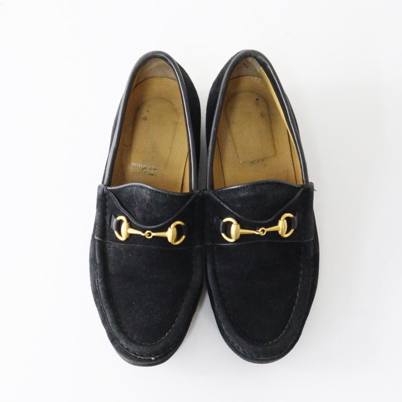 GUCCI（グッチ） スウェード ホースビット ローファー 5｜ブラック 