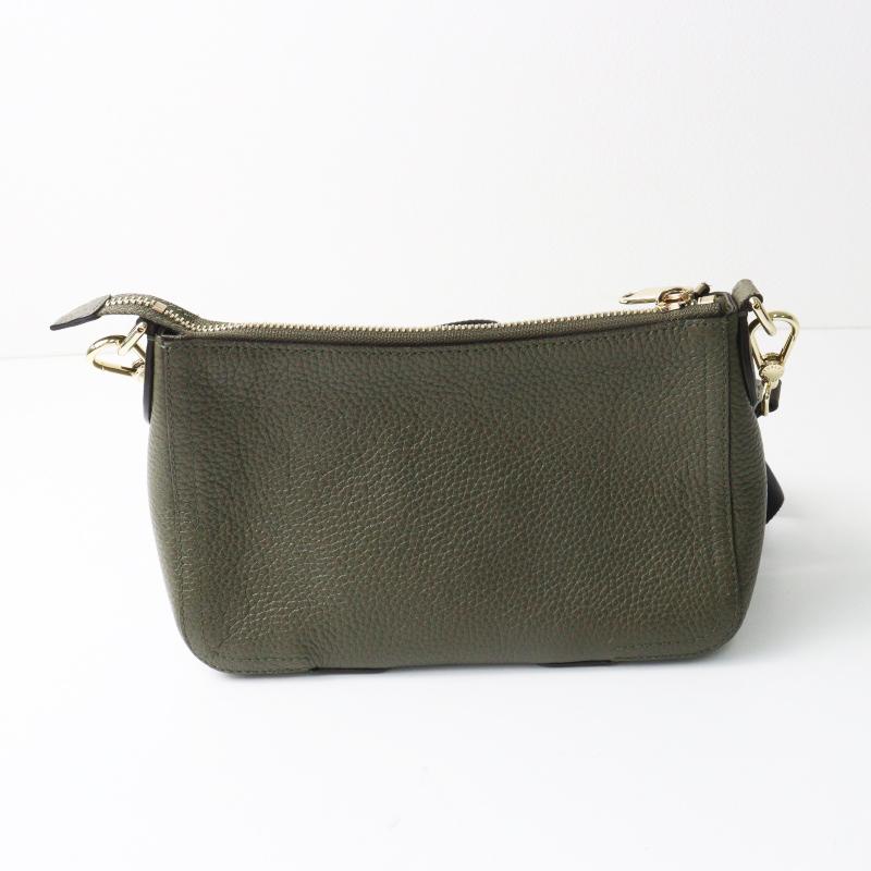 FURLA（フルラ） 美品 アテナ レザーショルダーバッグ□カーキ かばん 