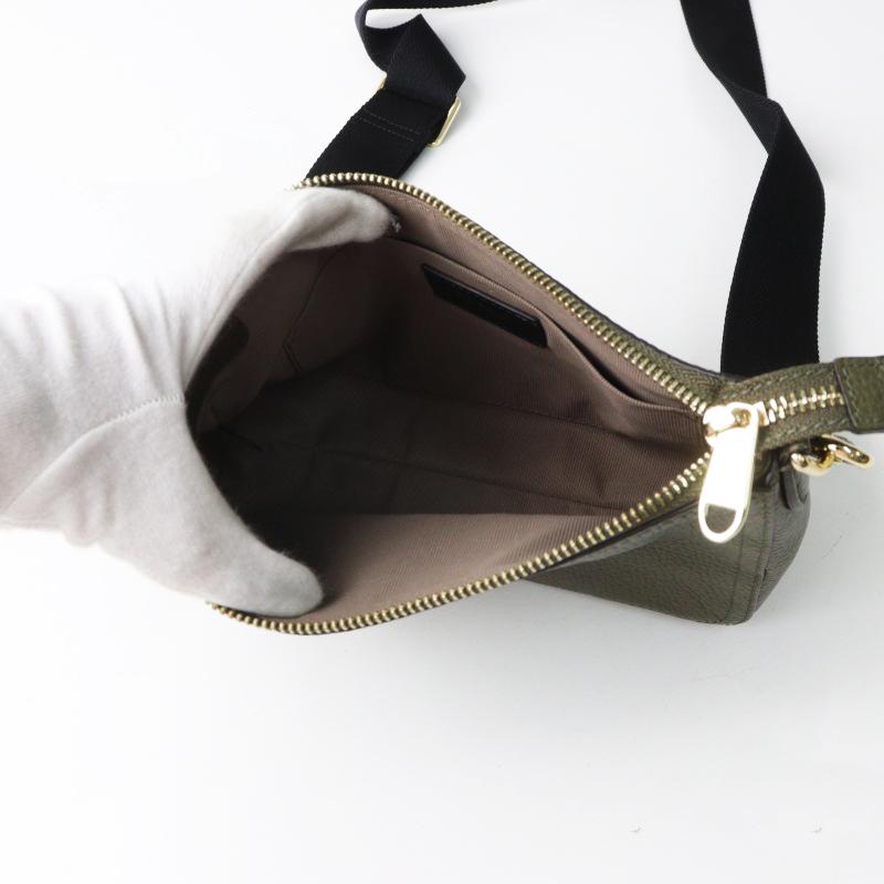FURLA（フルラ） 美品 アテナ レザーショルダーバッグ□カーキ かばん 
