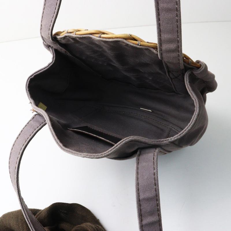エバゴス ebagos 手長タンバリン＼グレー かごバッグ 紅籐 防水