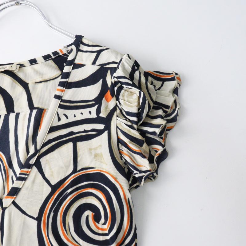 美品✨ ETRO エトロ 総柄 ストレッチ プリーツワンピース 40 ETRO（エトロ） JPタグ 総柄プリント プリーツギャザー切替 ストレッチ